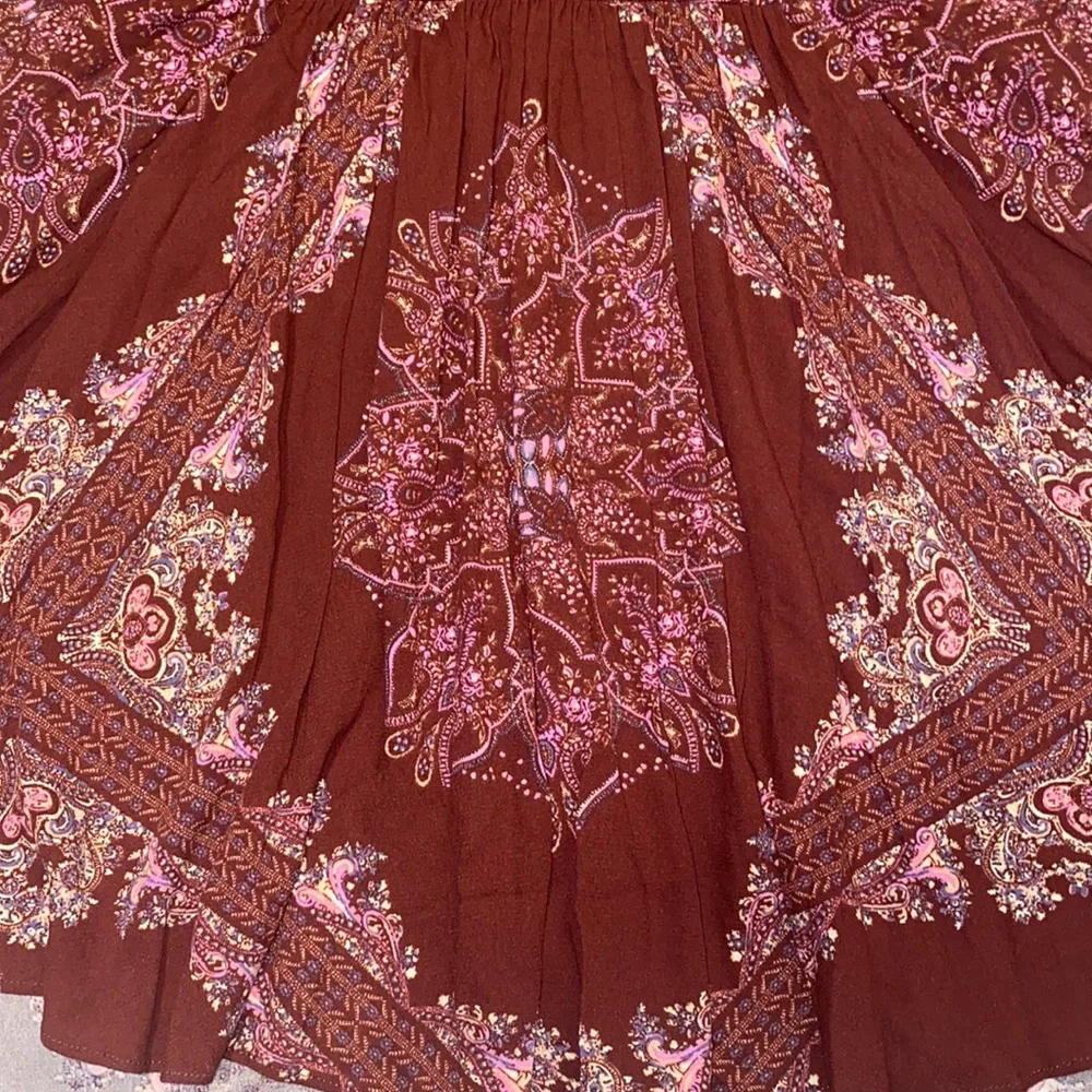 Free People Girl Talk Printed Tunic Top - Pomegranate Combo - Picture 9 of 15